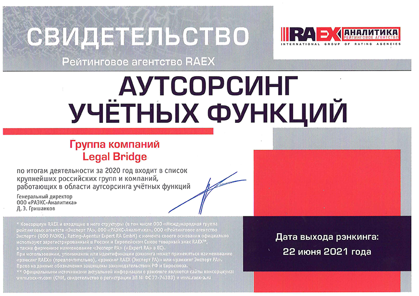Сертификат РА Эксперт 2020